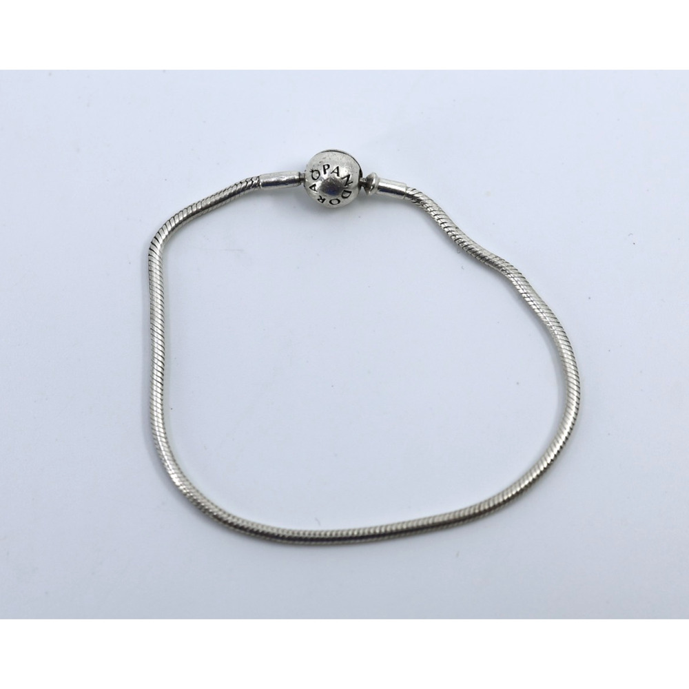 C0 Authentic Pandora 925 Sterling Silver Signature Smooth Clasp Bracelet